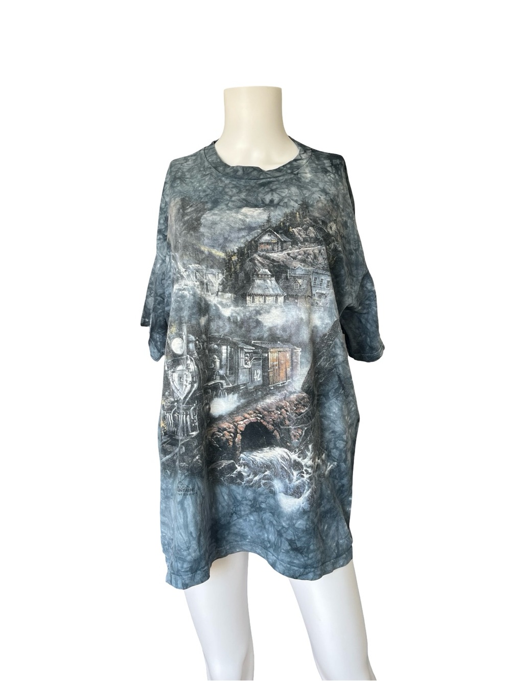 Vintage 1998 The Mountain Graphic T-shirt Tie Dye Railroad Cotton Adult Size XL